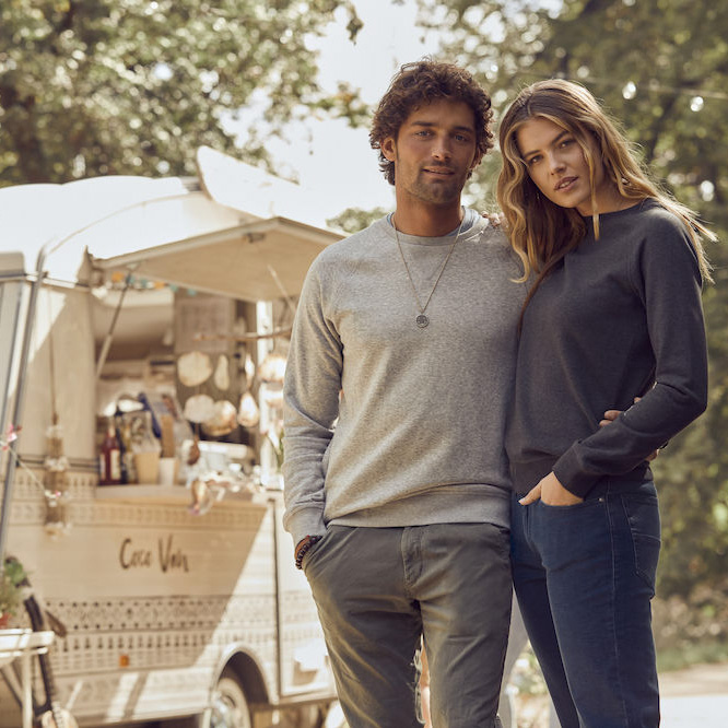 Miesten luomupuvillasta valmistettu collegepaita omalla logolla - Hupparit, collegepaidat ja collegehousut - 021000 - 1