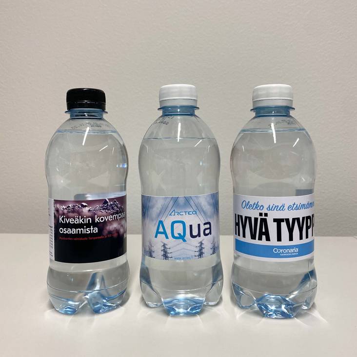 vesipullot omalla etiketill=C3=A4 yrityksille - Promotional candies & coffee - 30870-30880-1 - 1