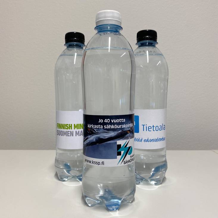 vesipullo omalla etiketill=C3=A4 nopeasti yritykselle - Mainosmakeiset ja  Mainoskahvit - 30850-30861 - 1