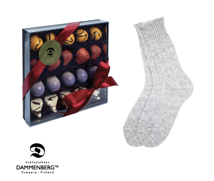 Konvehtilajitelma&perinteiset villasukat - Joululahjat yrityksille - Jouluset6 - 1