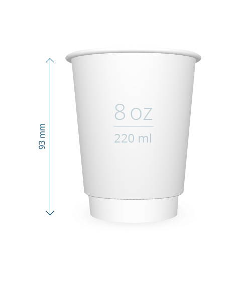 Pahvimuki 2-seinäinen 220 ml - Kartonkimukit painatuksella - PM2WB8oz - 1